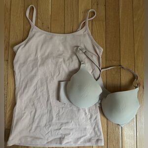 Nude maidenform 34C front clasp bra racerback & Moda Camisole tank lined sz S